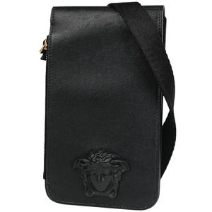 Versace La Medusa smartphone Wallet Shoulder Bag black leather